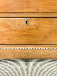 A Delightful Chip Carved English Pine Chest of Drawers Dresser with Glass Knobs c1890