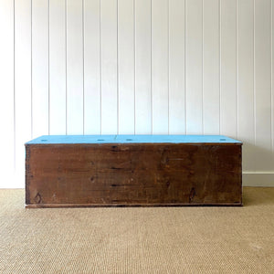 A Blue Antique English Painted Pine Trunk or Bench