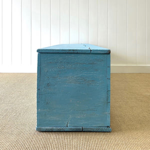 A Blue Antique English Painted Pine Trunk or Bench