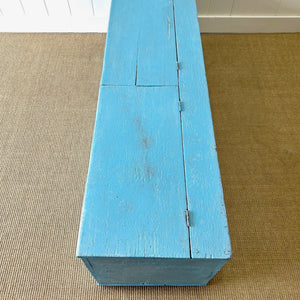 A Blue Antique English Painted Pine Trunk or Bench