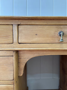 Antique English Pine Pedestal Desk c1890