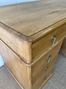 Antique English Pine Pedestal Desk c1890