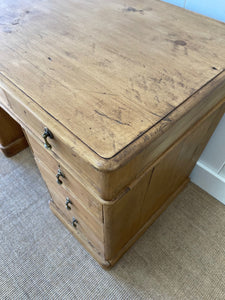 Antique English Pine Pedestal Desk c1890