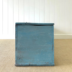 A Blue Antique English Painted Pine Trunk or Bench