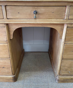 Antique English Pine Pedestal Desk c1890