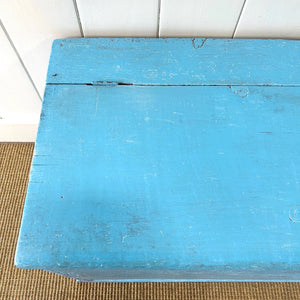 A Blue Antique English Painted Pine Trunk or Bench