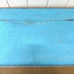 A Blue Antique English Painted Pine Trunk or Bench