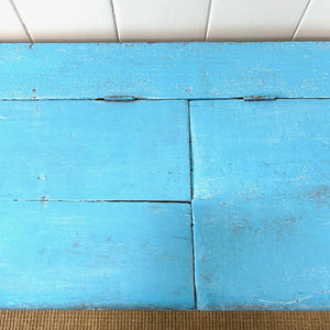 A Blue Antique English Painted Pine Trunk or Bench