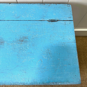 A Blue Antique English Painted Pine Trunk or Bench