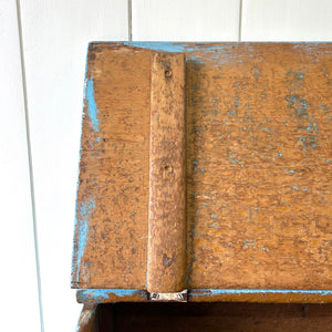 A Blue Antique English Painted Pine Trunk or Bench