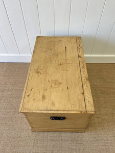 An English Pine Blanket Box or Small Low Coffee Table With Iron Handles c1850