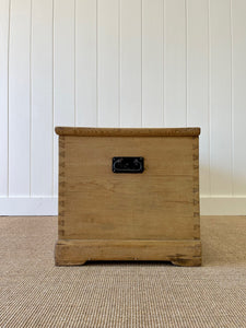 An English Pine Blanket Box or Small Low Coffee Table With Iron Handles c1850