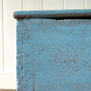 A Blue Antique English Painted Pine Trunk or Bench