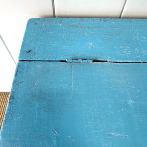 A Blue Antique English Painted Pine Trunk or Bench