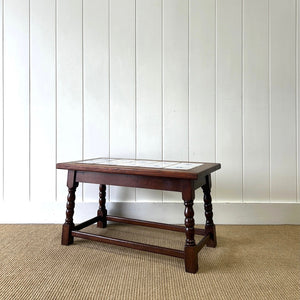 An Antique Oak Country Coffee Table or Side Table with 18th Century Delft Tile Top