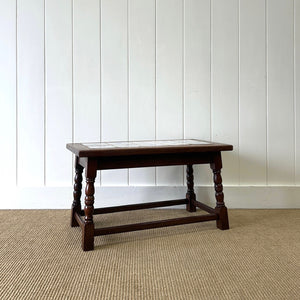 An Antique Oak Country Coffee Table or Side Table with 18th Century Delft Tile Top