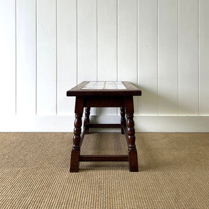 An Antique Oak Country Coffee Table or Side Table with 18th Century Delft Tile Top