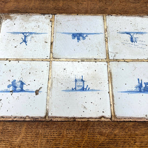 An Antique Oak Country Coffee Table or Side Table with 18th Century Delft Tile Top