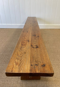 An Antique English Country Pine Bench 7.5 Feet Long