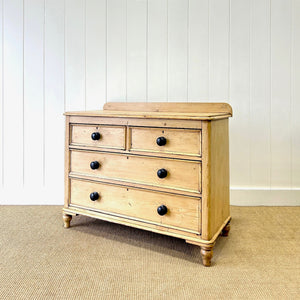 An Antique English Pine Chest of Drawers Dresser with Gallery