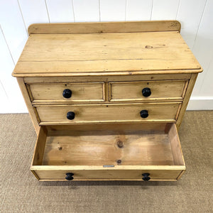 An Antique English Pine Chest of Drawers Dresser with Gallery