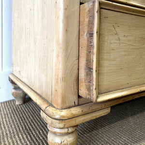 An Antique English Pine Chest of Drawers Dresser with Gallery