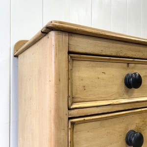 An Antique English Pine Chest of Drawers Dresser with Gallery