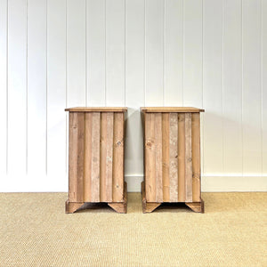 A Charming Pair of English Pine Nightstands with Bracket Feet