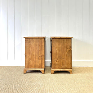 A Charming Pair of English Pine Nightstands with Bracket Feet