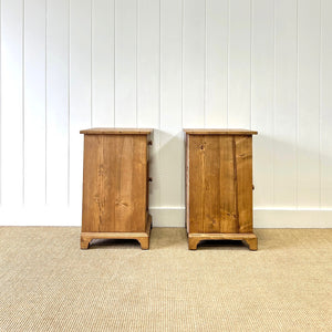 A Charming Pair of English Pine Nightstands with Bracket Feet