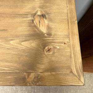 A Charming Pair of English Pine Nightstands with Bracket Feet