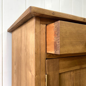 A Charming Pair of English Pine Nightstands with Bracket Feet