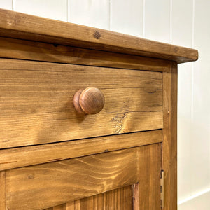 A Charming Pair of English Pine Nightstands with Bracket Feet