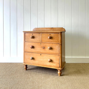 An Antique English Pine Chest of Drawers Dresser Tulip Feet c1890