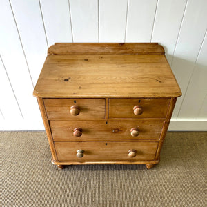 An Antique English Pine Chest of Drawers Dresser Tulip Feet c1890