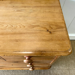 An Antique English Pine Chest of Drawers Dresser Tulip Feet c1890