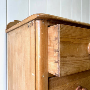 An Antique English Pine Chest of Drawers Dresser Tulip Feet c1890