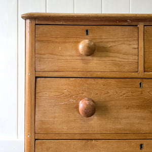 An Antique English Pine Chest of Drawers Dresser Tulip Feet c1890