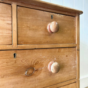 An Antique English Pine Chest of Drawers Dresser Tulip Feet c1890