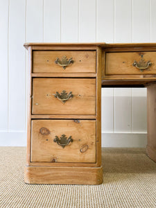 Antique English Pine Pedestal Desk c1890