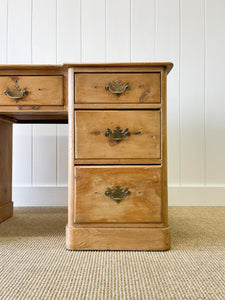 Antique English Pine Pedestal Desk c1890