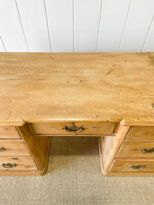 Antique English Pine Pedestal Desk c1890