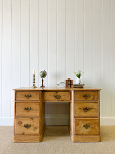 Antique English Pine Pedestal Desk c1890