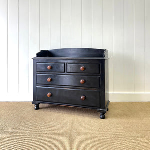 An Ebonized English Pine Chest of Drawers Dresser c1890