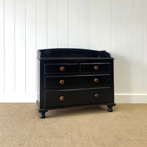 An Ebonized English Pine Chest of Drawers Dresser c1890