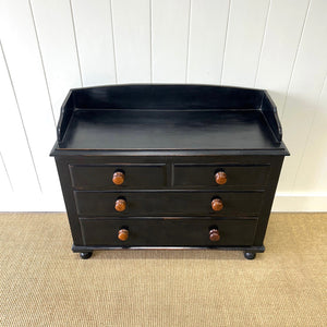 An Ebonized English Pine Chest of Drawers Dresser c1890