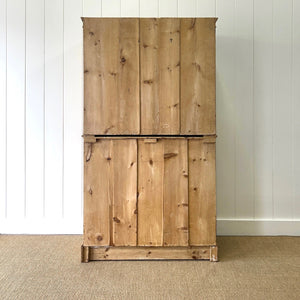 A Large 19th Century English Pine Linen Press Cupboard