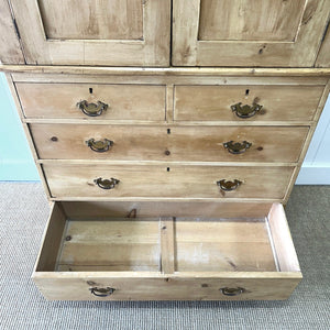 A Large 19th Century English Pine Linen Press Cupboard