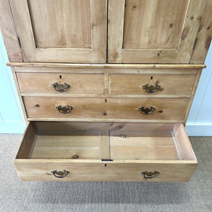 A Large 19th Century English Pine Linen Press Cupboard