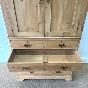 A Large 19th Century English Pine Linen Press Cupboard